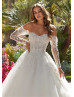 Beaded Ivory Lace Tulle Glamorous Wedding Dress With Detachable Sleeves